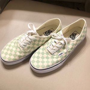 Sz9 vans, green and off white checkered